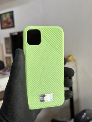 Luxury Black Rubber/Silicone iPhone 11 Case with 3D Diagonal Stripe
