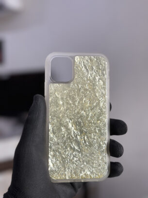 Unique Gold Flake Resin iPhone 11 Case - Clear Art Handmade Design