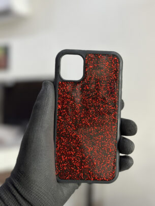 Bold Red Flake iPhone 11 Case - Black Border Slim TPU Shockproof Cover